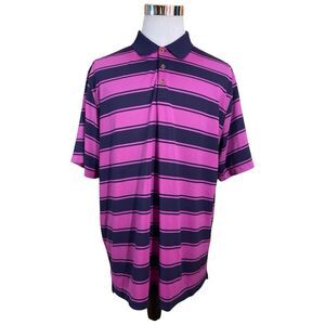 Nike Golf Dri Fit Polo Shirt Men’s 2XL Purple Striped Short Sleeve